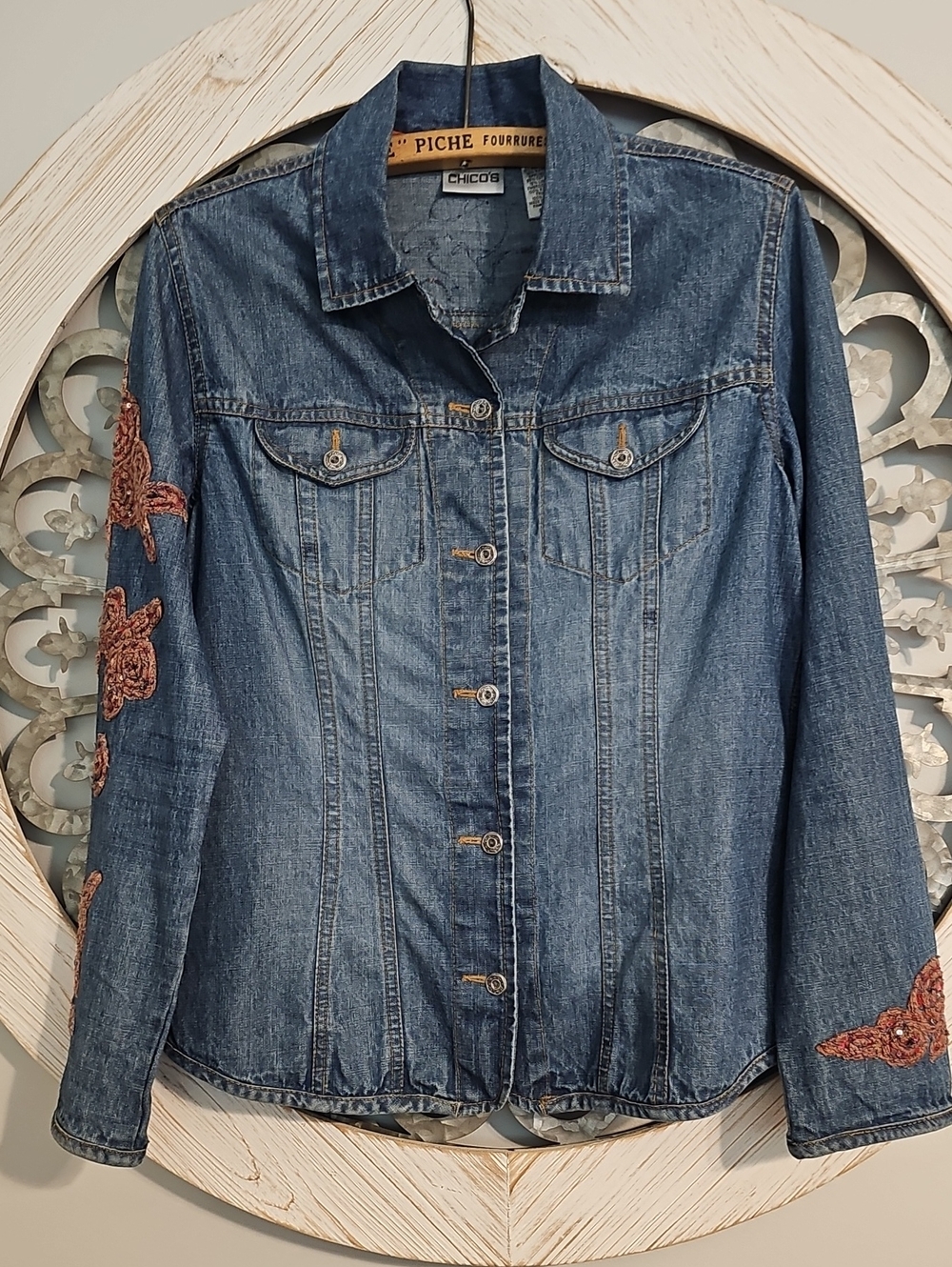 Chicos Embroidered Jean Shirt